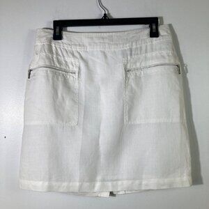 Womens Willi Smith Lined Linen Skirt Back Zip Pockets‎ White 6